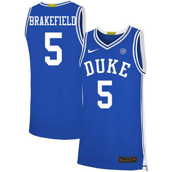 Men #5 Jaemyn Brakefield Duke Blue Devils College Basketball Jerseys Sale-Blue